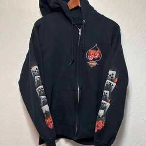 Vintage 2005 Harley Davidson, flaming dice hoodie